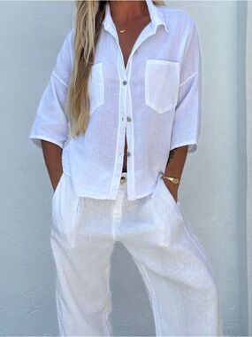 White Cotton Button Up Shirt